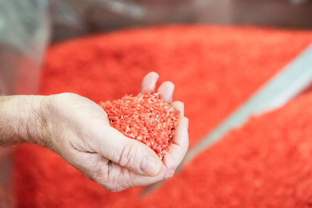 Raw plastic ready to be made into Scepter Gas Cans