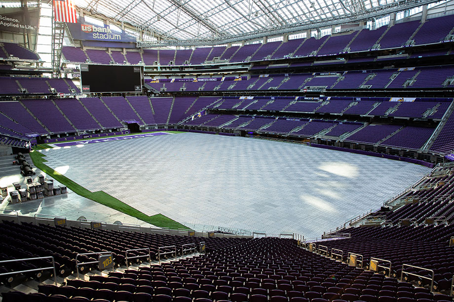 Signature Systems event flooring installed in a stadium